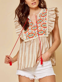 Savannah Jane - Geo Embroidered Top
