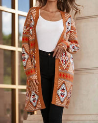 Little Daisy Closet - Aztec Geometric Knit Open Front Cardigan