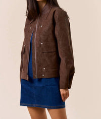 Lalavon - Faux Suede Elevated Utility Jacket