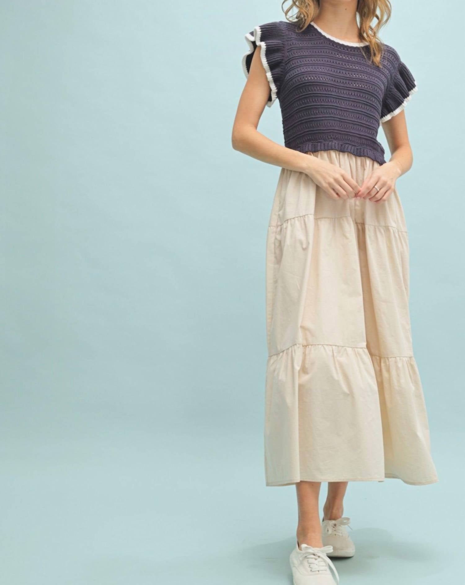 WISHLIST Milana Midi Dress in navy taupe - women's dress - view 4