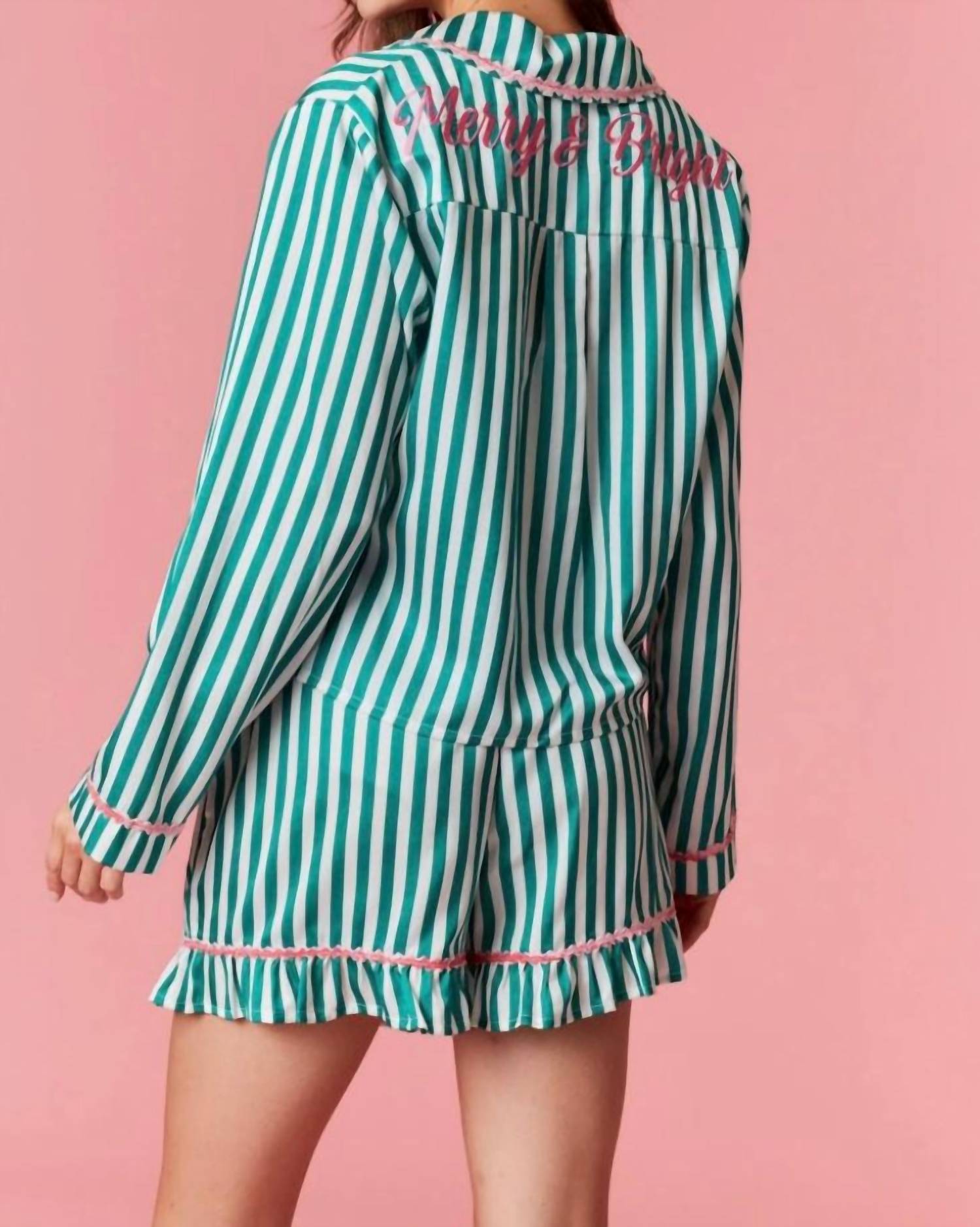 Peach Love - Merry And Bright Striped Pajama Set