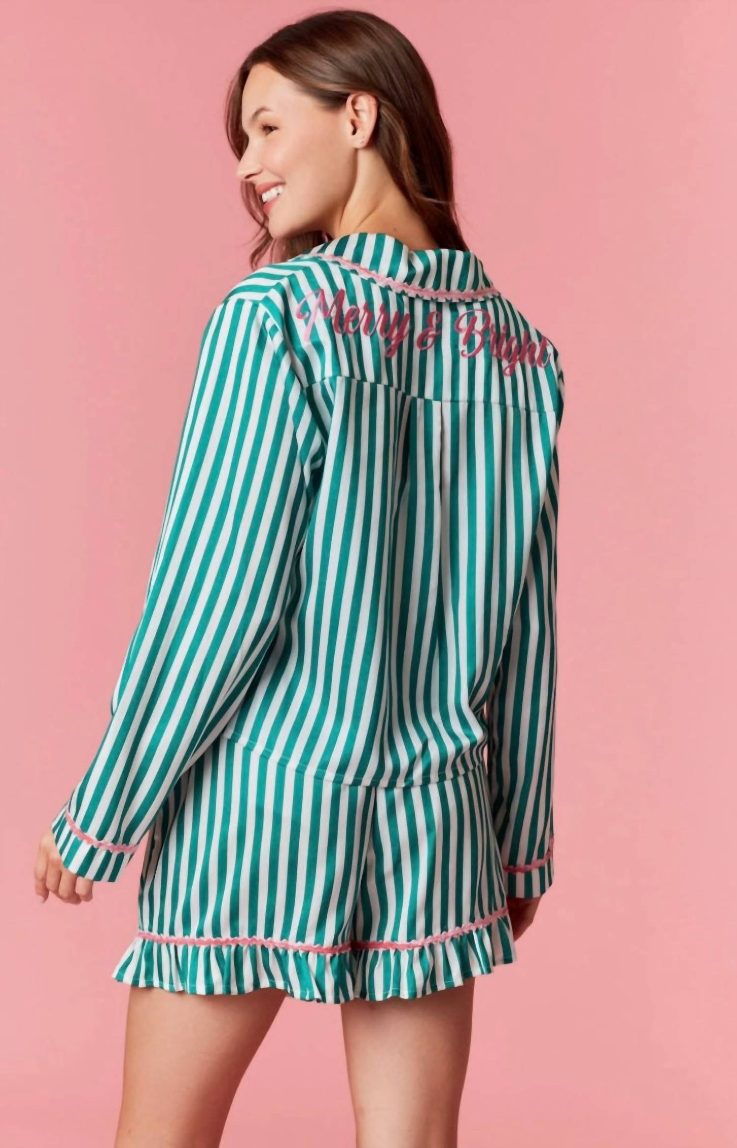 Peach Love - Merry And Bright Striped Pajama Set