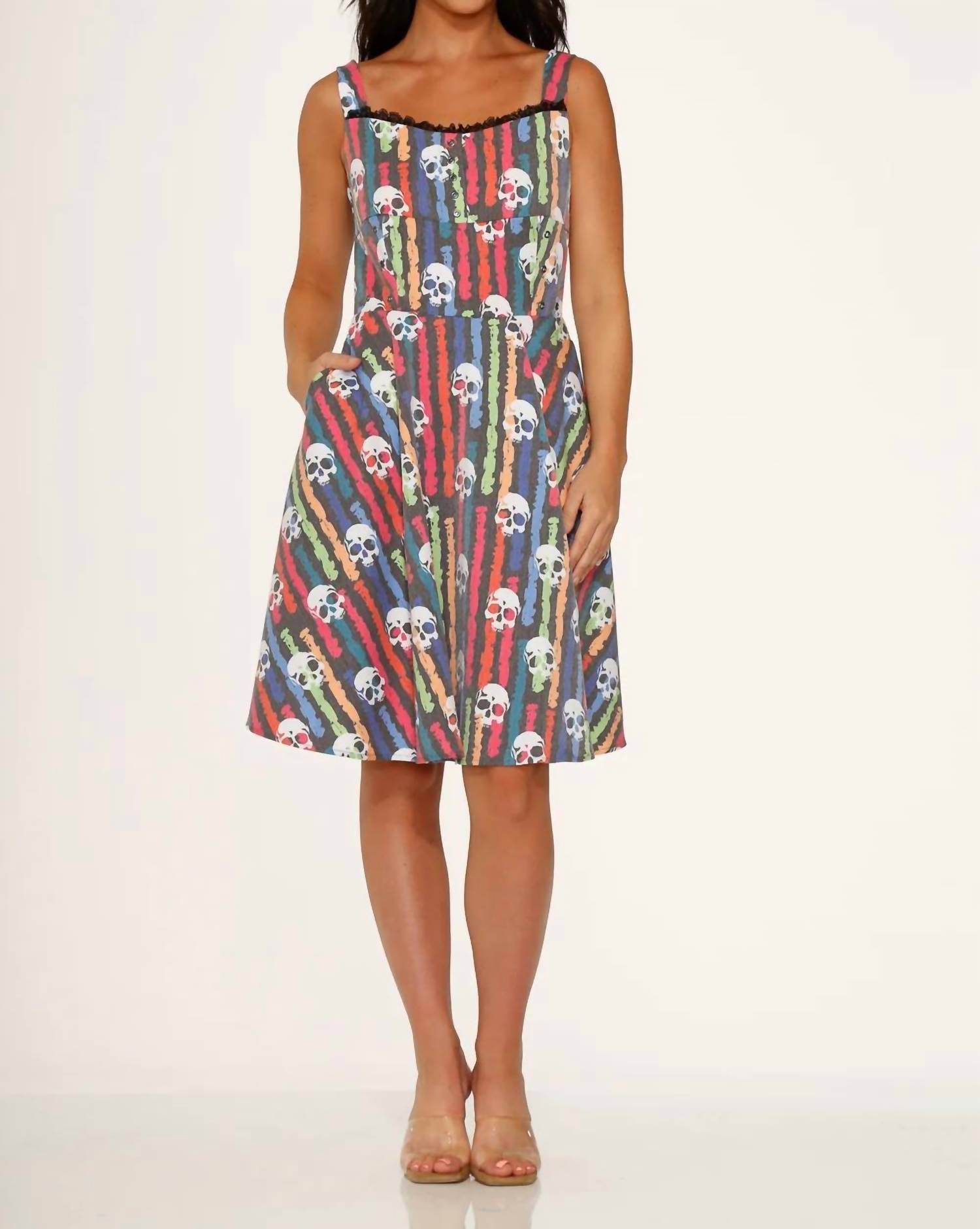 Orchid Bloom - Skulls Rainbow Swing Dress