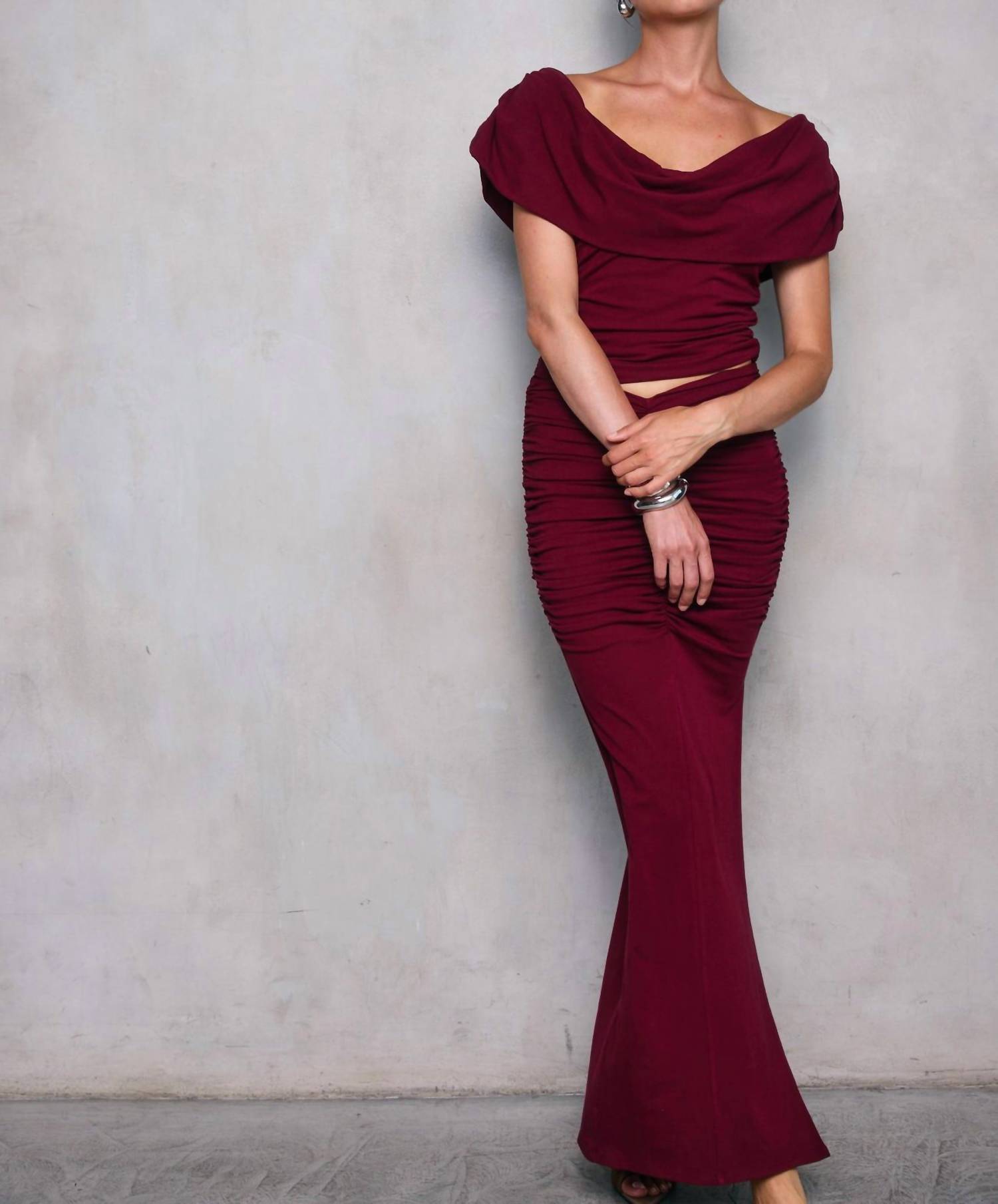 line and dot Mazzy Knit Skirt in burgundy - women's skirt - view 4