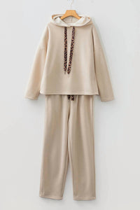 66Disco - Drawstring Pullover Hoodie and High Waist Pants Corduroy Set