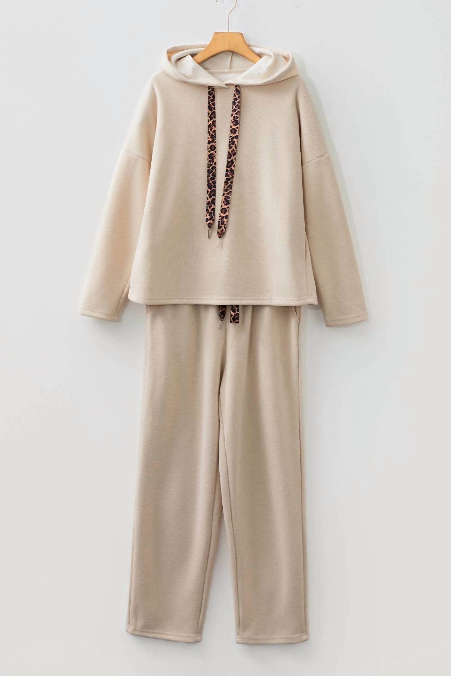 66Disco - Drawstring Pullover Hoodie and High Waist Pants Corduroy Set