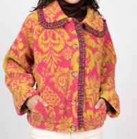 Ivy Jane - Citron Scroll Sherpa Print Jacket