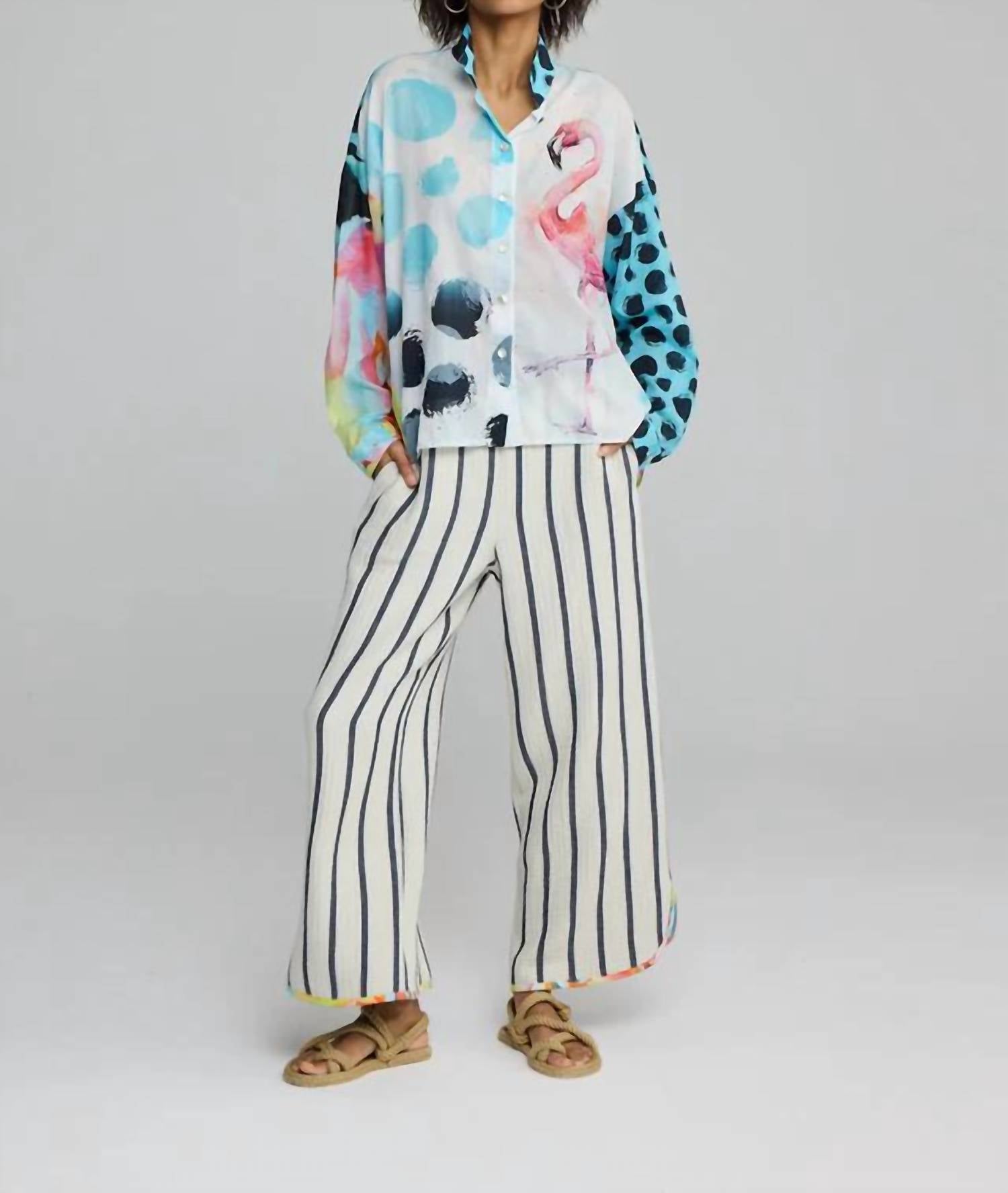 Luukaa - Tirrena cropped Stiped Cotton Pant
