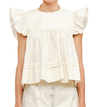 Sofie the Label Leah Babydoll Top in cream - women's blouse