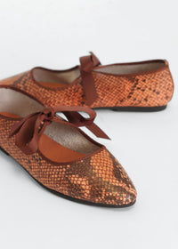 INTENTIONALLY BLANK Women's Valley Snake Embossed Leather Ballet Flats in brown - women's flats - view 4