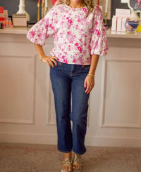TCEC Floral Top With Puff Sleeve Blouse in orchid - women's blouse - view 4