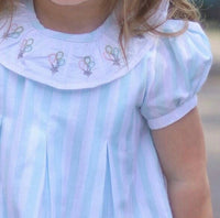 CHRISTIAN ELIZABETH Girl's Bubble Dress in aqua white - kids' dress - detail view