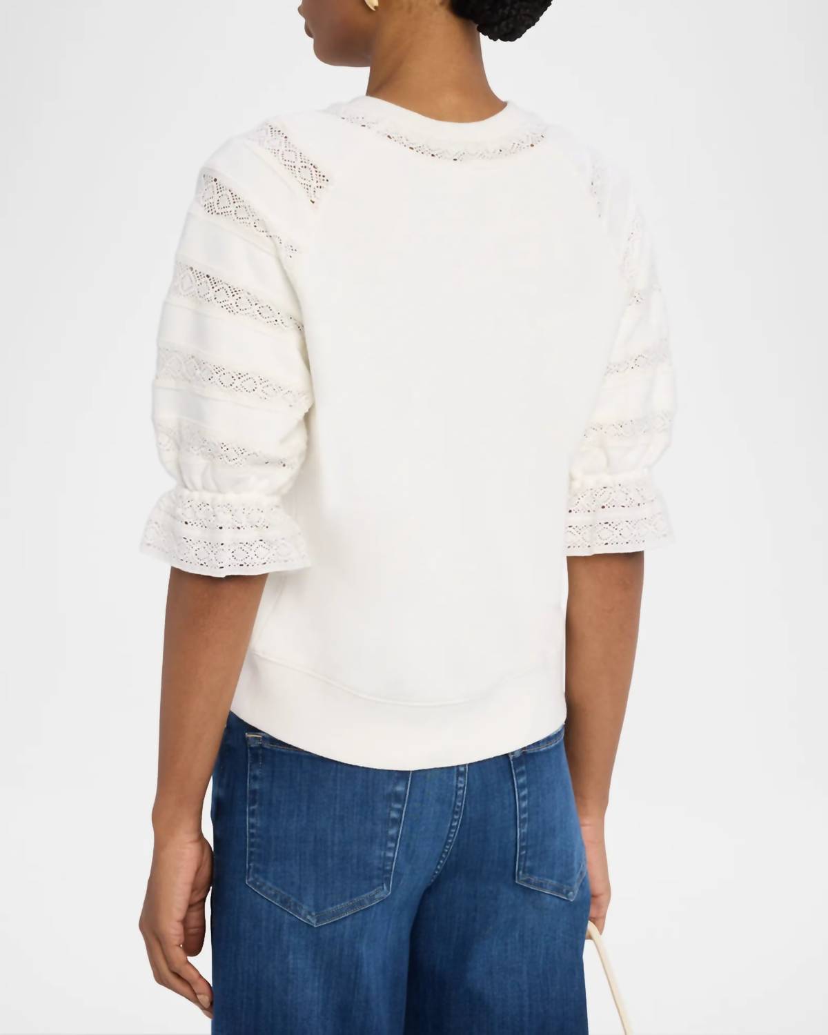 Rails Aggy Puff Sleeve Sweatshirt in ivory - women's top - alternate view