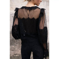 CHOKLATE PARIS Lace Peter Pan Collar Blouse in black - women's blouse - alternate view