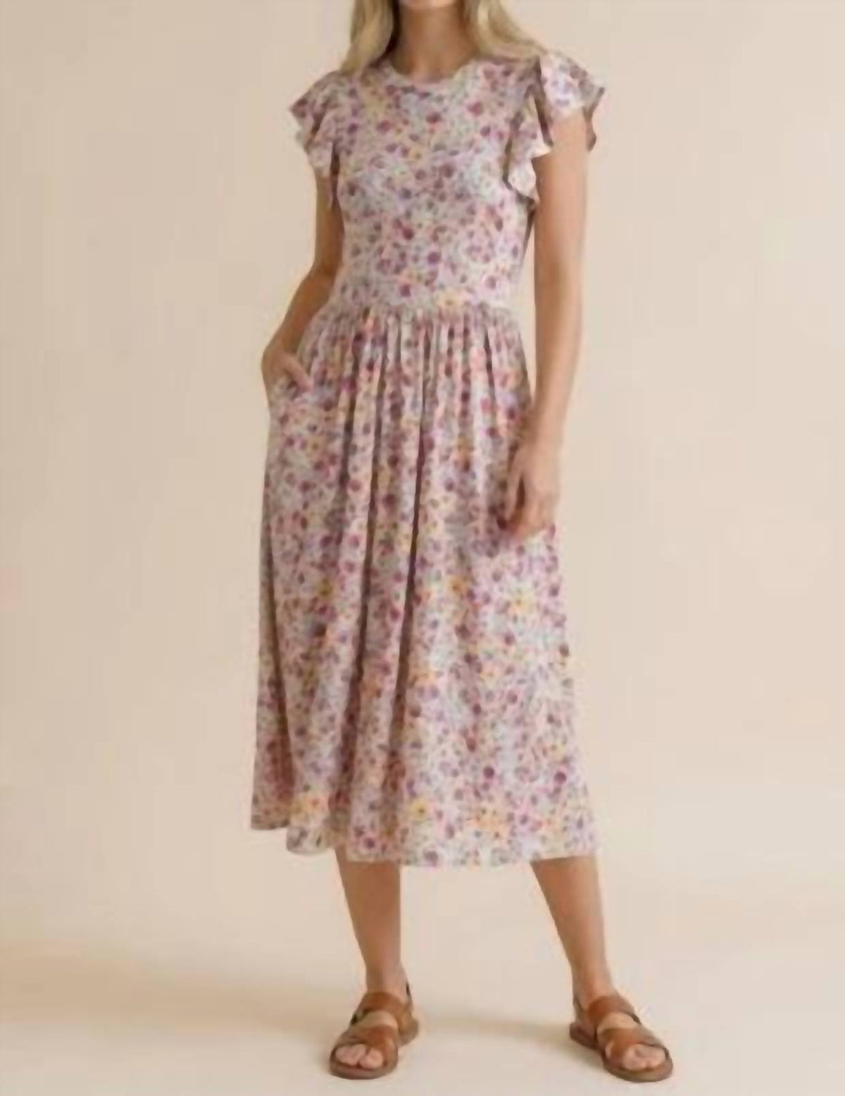 Haptics - Folded Ruffle Short Sleeve Babydoll Dress- Plus