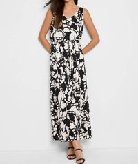 Nic + Zoe Women's Evening Petal Bianca Dress in black multi - women's dress