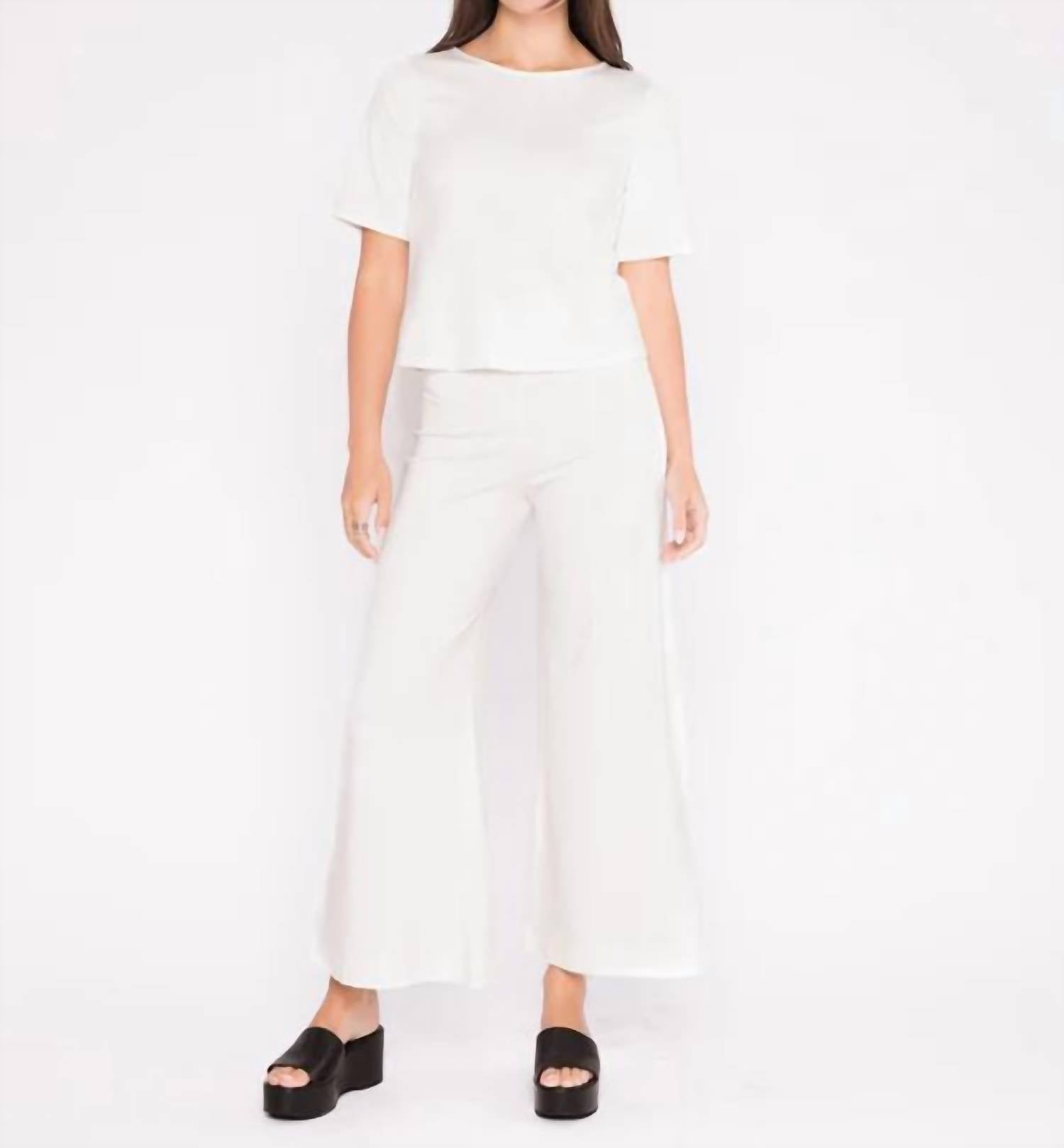 RIPLEY RADER Ponte Knit Cropped Wide Leg Pant in off white - women's pants