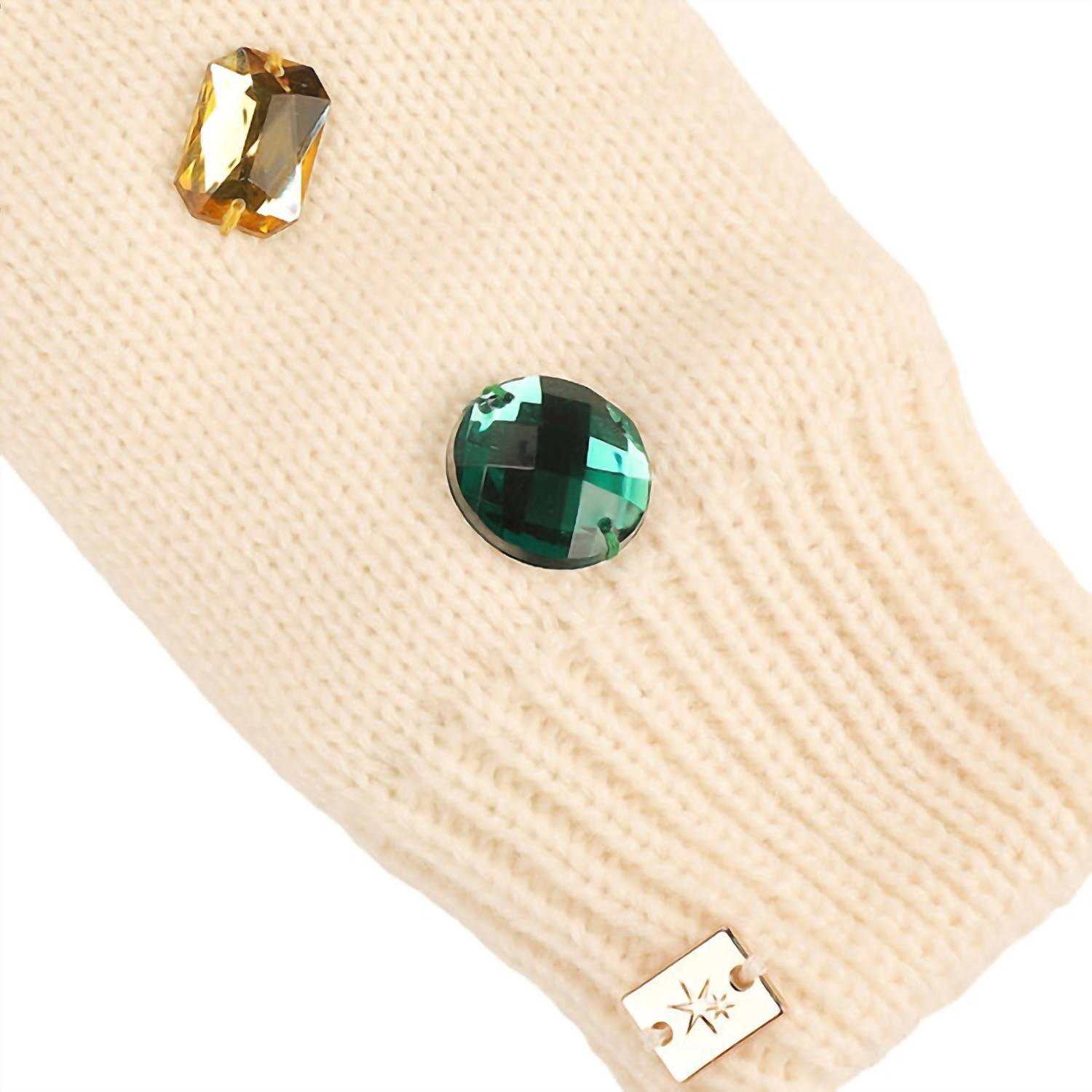 Packed Party - Knit Rhinestone Beanie And Mittens Set