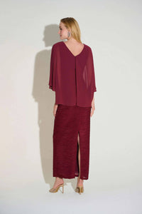 Joseph Ribkoff Signature Novelty Sheath Dress in merlot - women's dress - alternate view