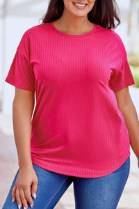 Dear Lover - Rose Plus Size Ribbed Knit Top