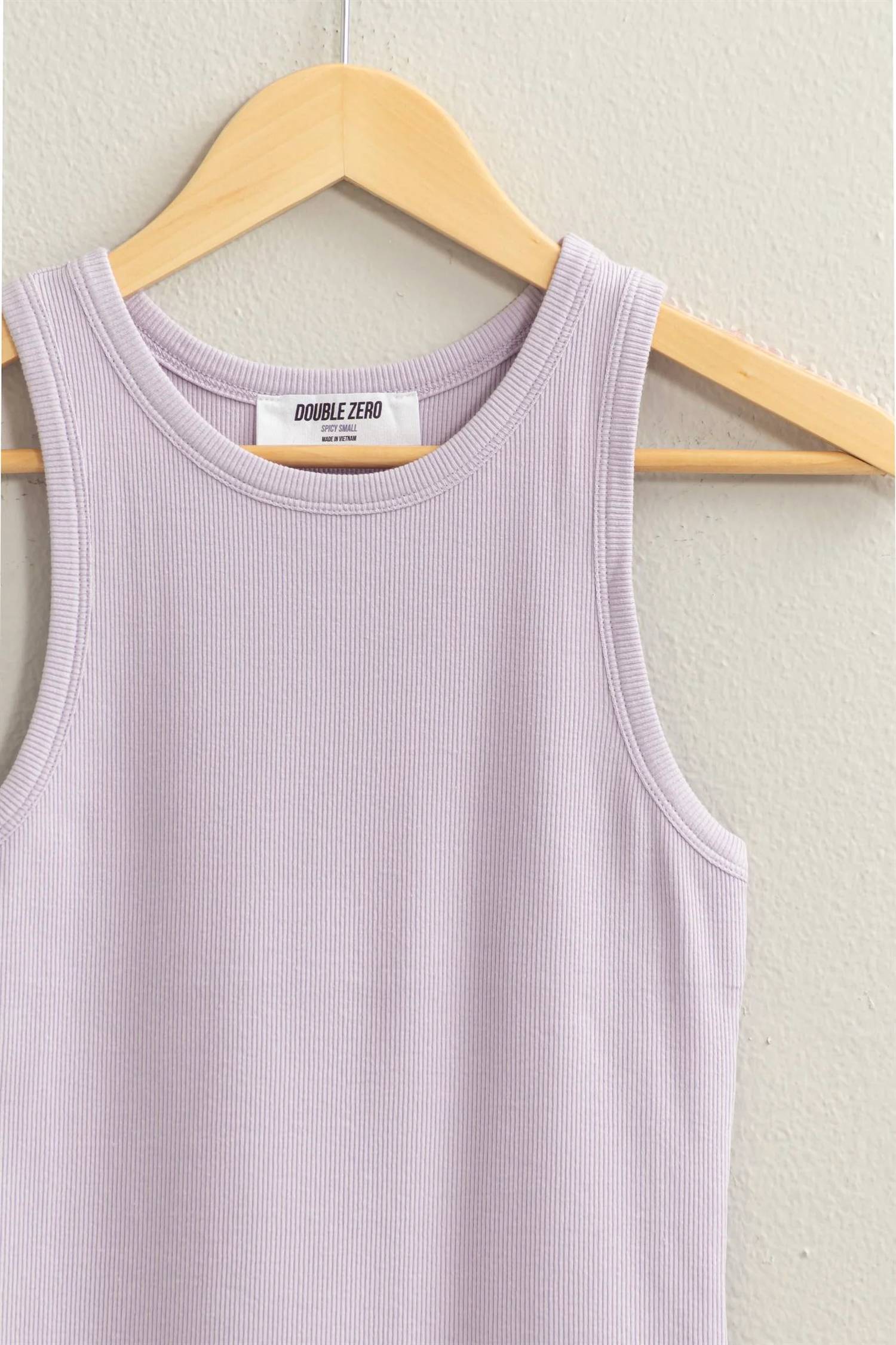 Double Zero Ribbed Tank Top in lavender - women's tank top