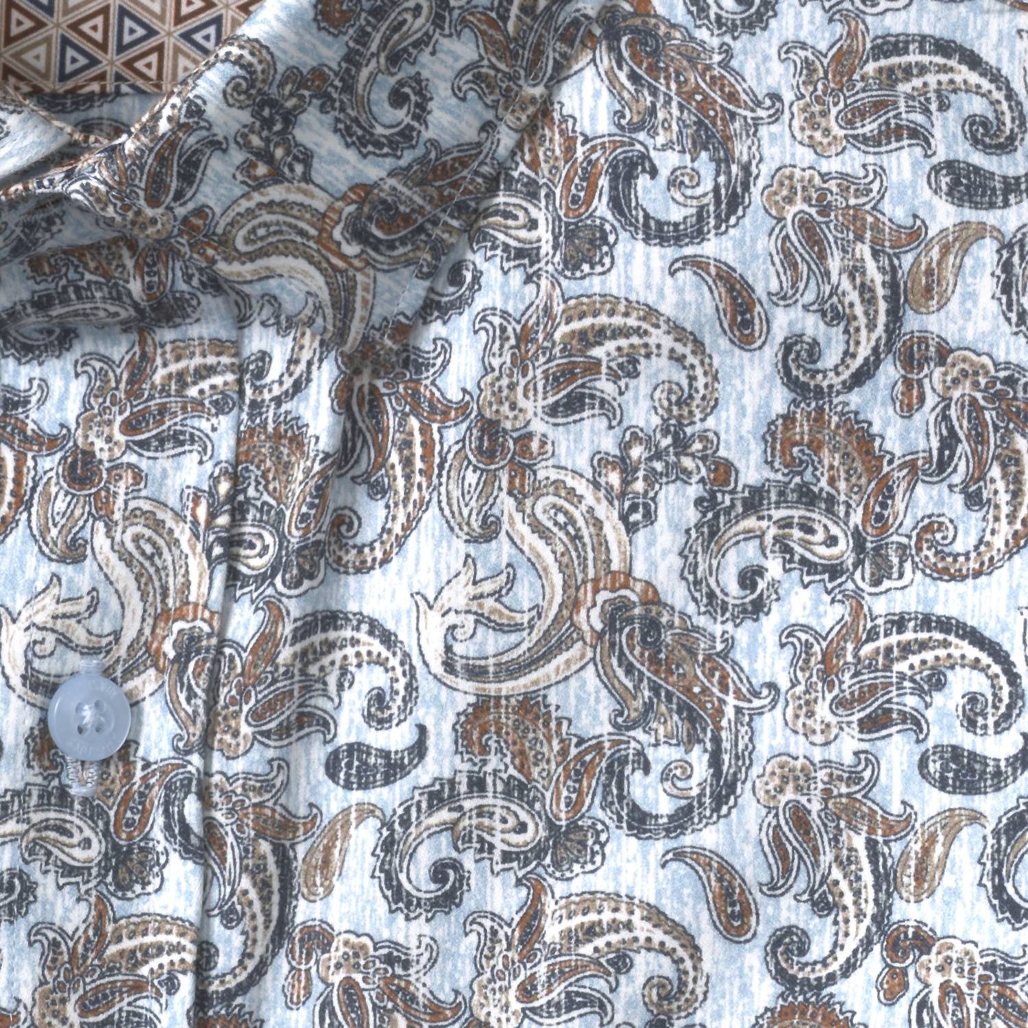 JOHNSTON & MURPHY Men's Printed Cotton Long Sleeve Shirt in blue multi paisley - men's shirt - alternate view