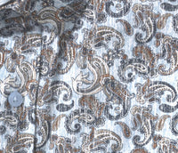JOHNSTON & MURPHY Men's Printed Cotton Long Sleeve Shirt in blue multi paisley - men's shirt - detail view