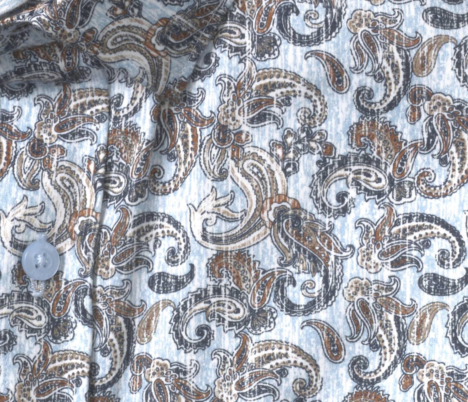 JOHNSTON & MURPHY Men's Printed Cotton Long Sleeve Shirt in blue multi paisley - men's shirt - detail view