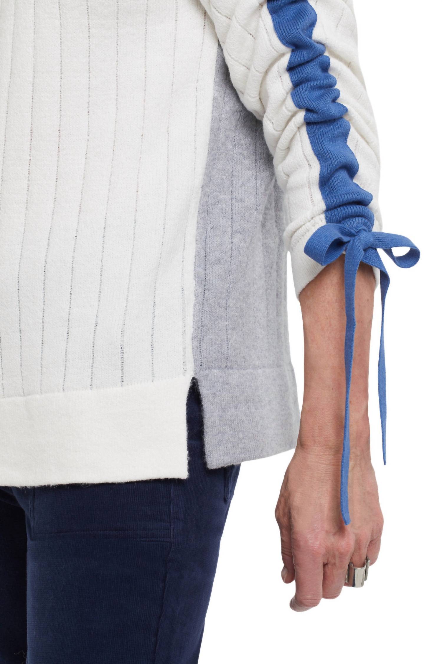 Tribal - Ruth Ruched Sleeve Color Block Sweater