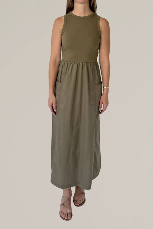 Grade & Gather - Cotton Jersey Mixed Media Maxi Dress