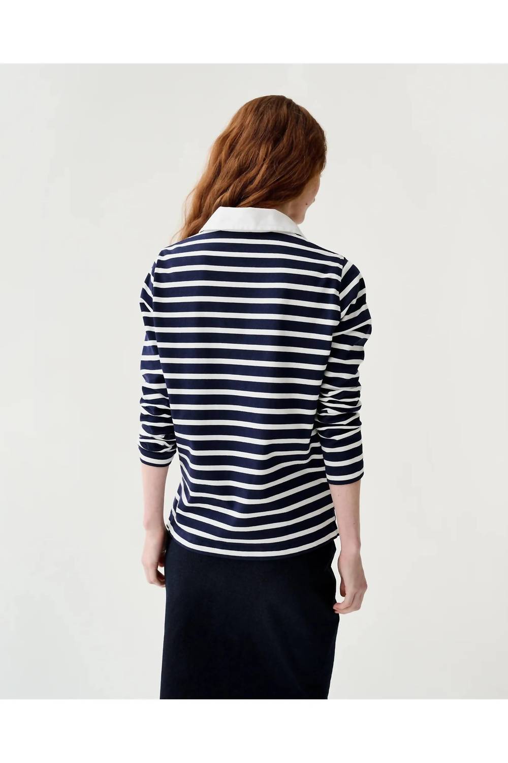 Ann Mashburn Franny Rugby Polo in navy white heavy jersey - women's long sleeve top - view 4