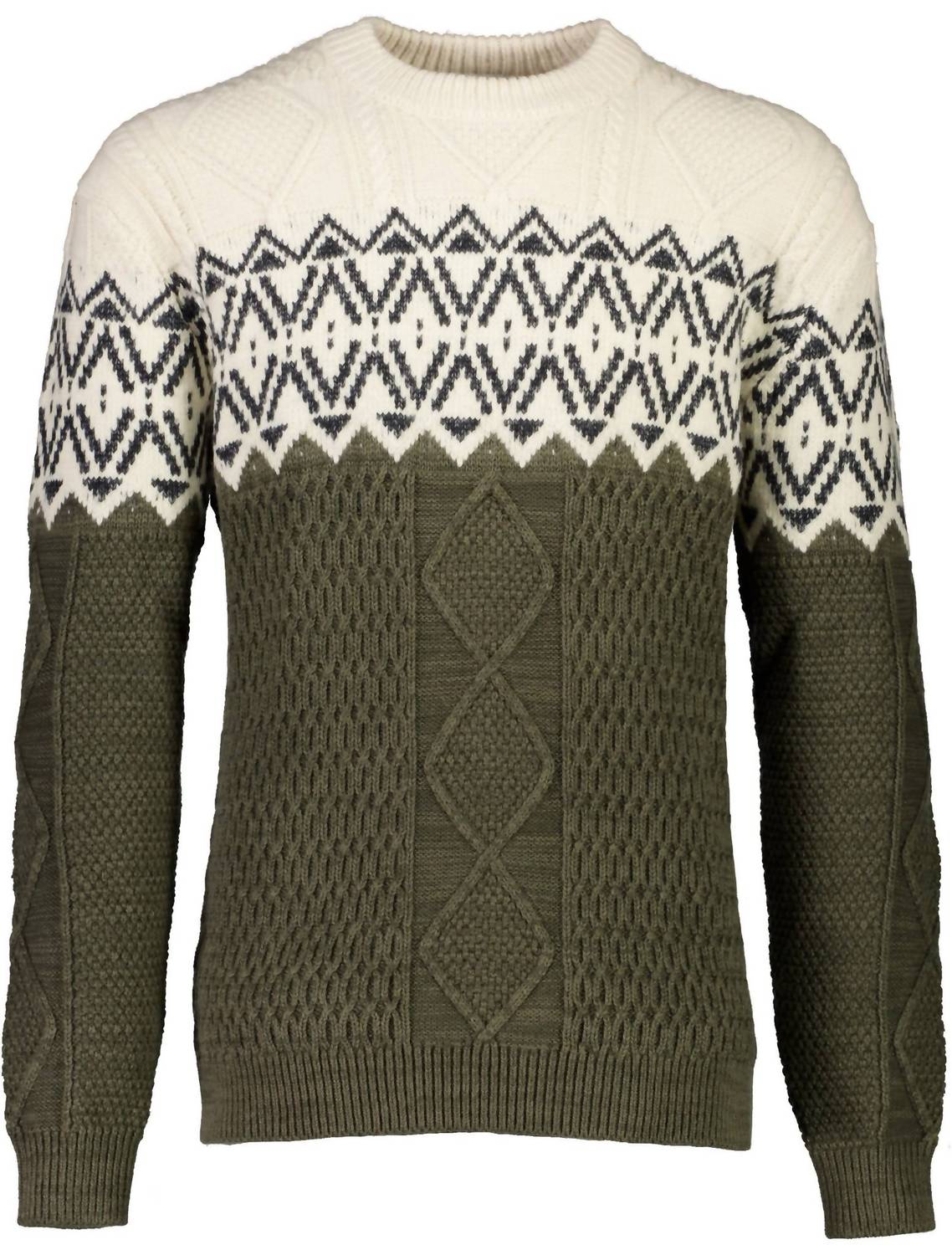 Lindbergh - Two Color Yolk Cable Knit Sweater