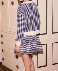 Skies Are Blue - Soft Gingham Flared Mini Skirt