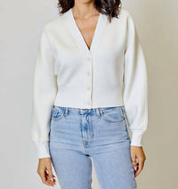 dh NEW YORK Caitlin Knit Cardigan in white - women's cardigan