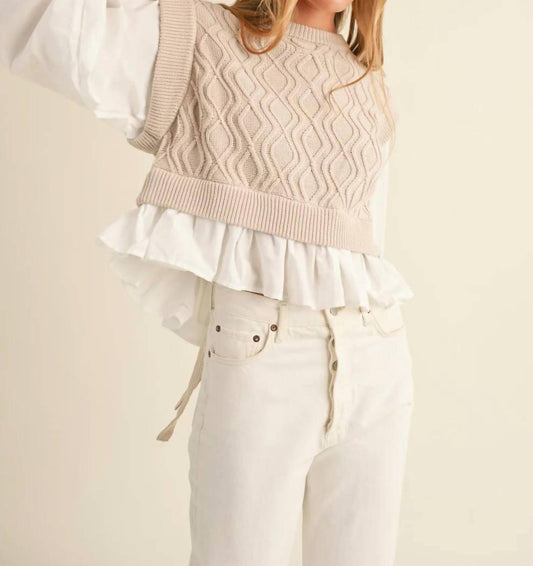 Mable - Sweater Vest With Blouse