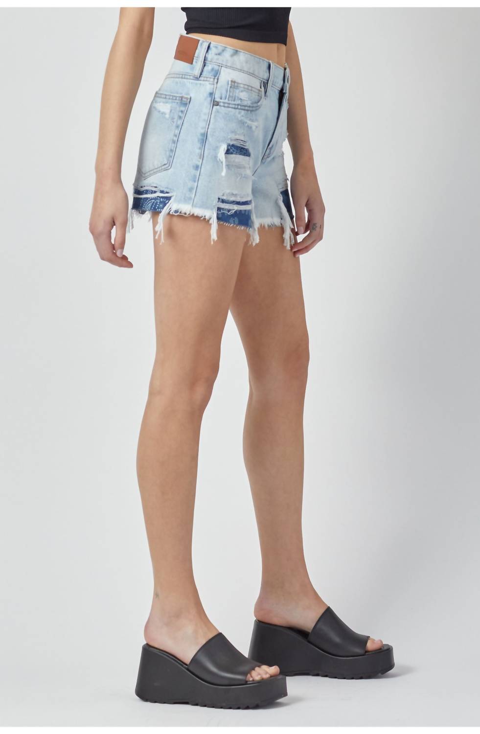 Kenzie Bandana Print Distressed Shorts