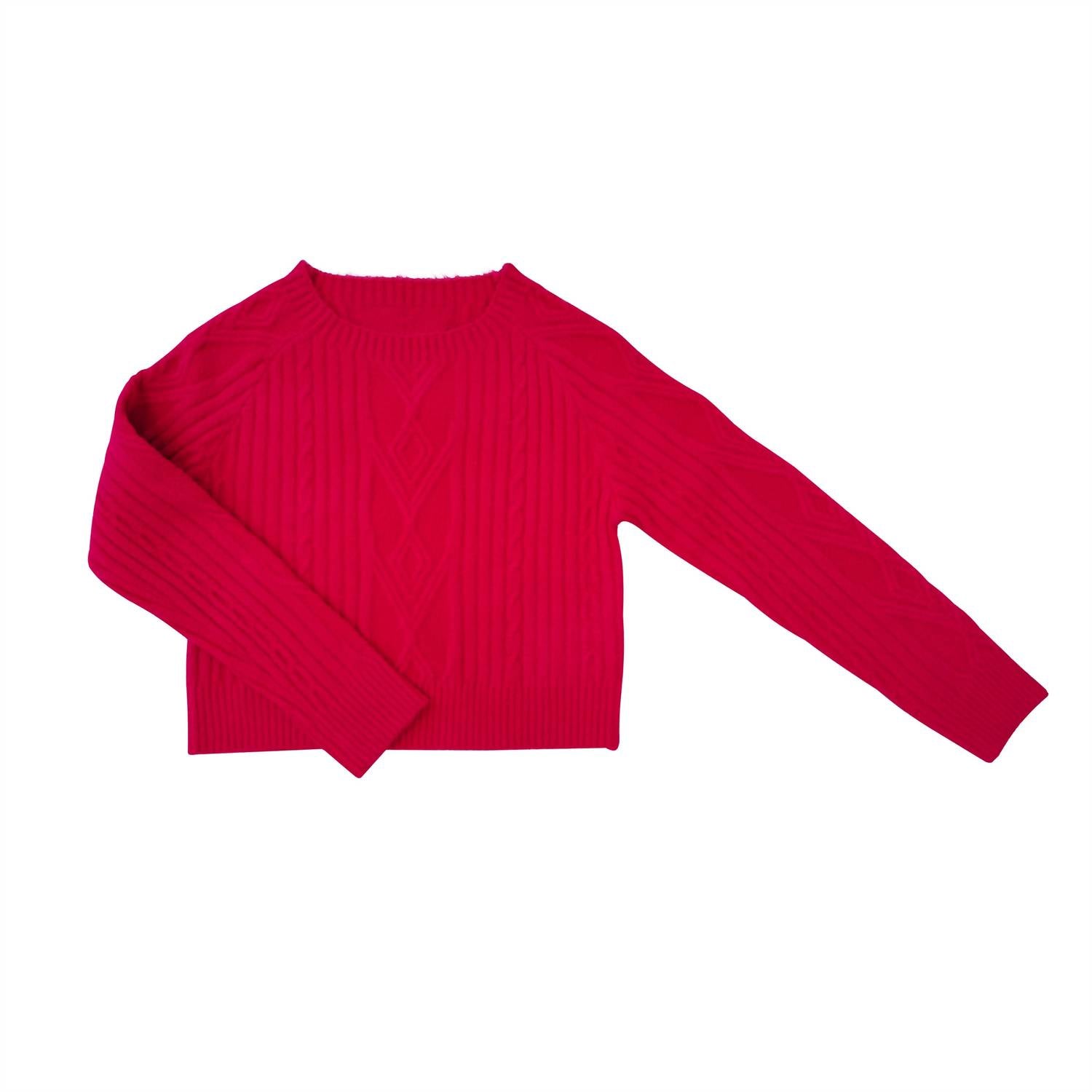little Olin Braided Knit Sweater in fuschsia - kids' sweater - detail view