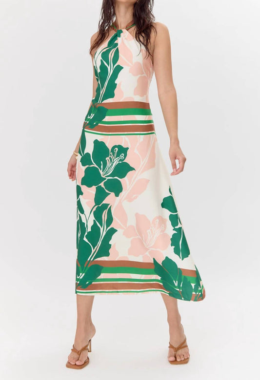 Greylin - Lyra Border Halter Midi Dress