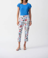 Joseph Ribkoff Millennium Abstract Print Crop Pants in vanilla multi - women's pants - detail view