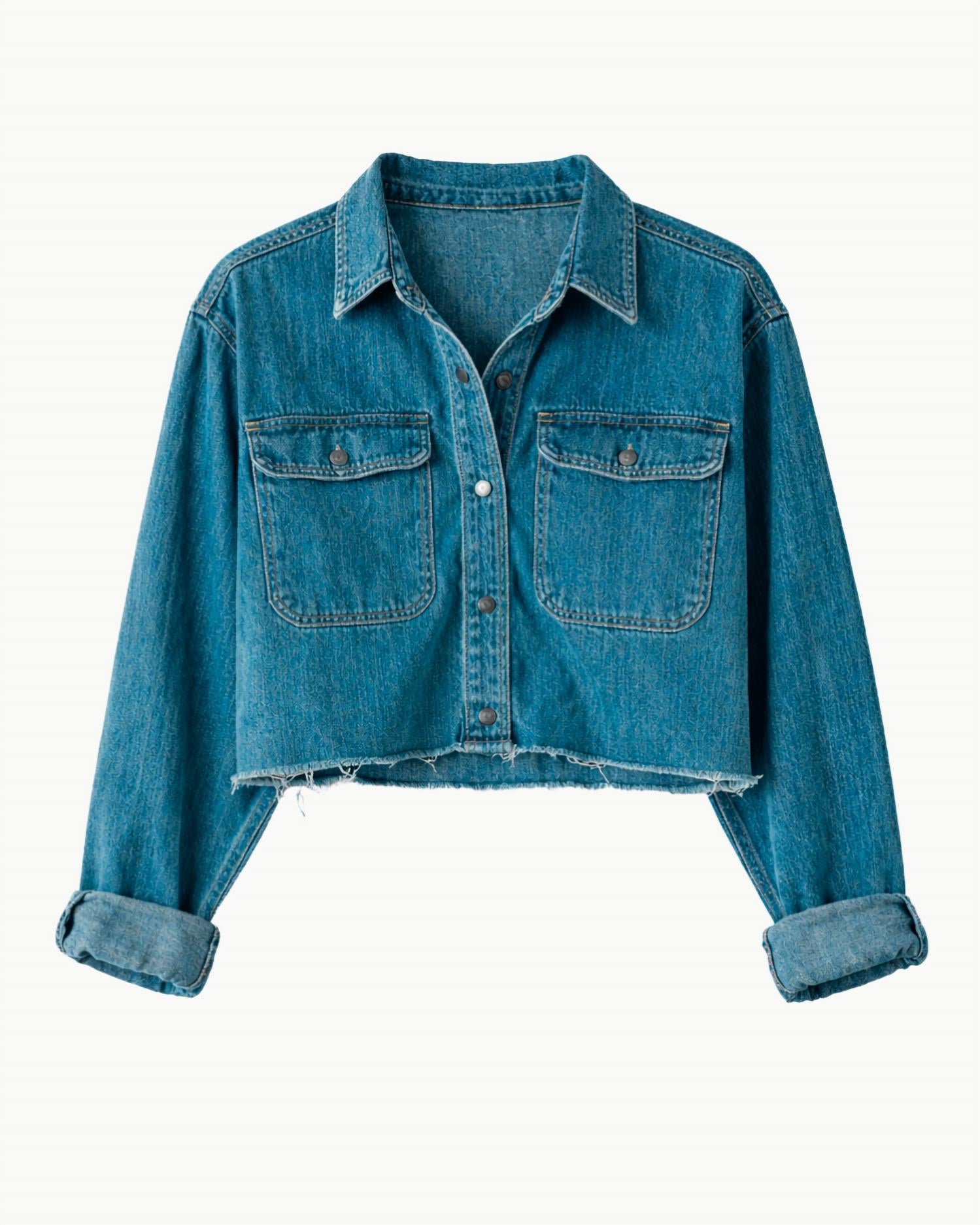 ASKK NY Crosby Combo Flannel Shirt in denim and houndstooth - women's shirt - view 5