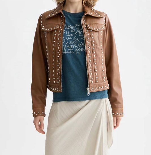 Scotch & Soda - Studded leather trucker Jacket