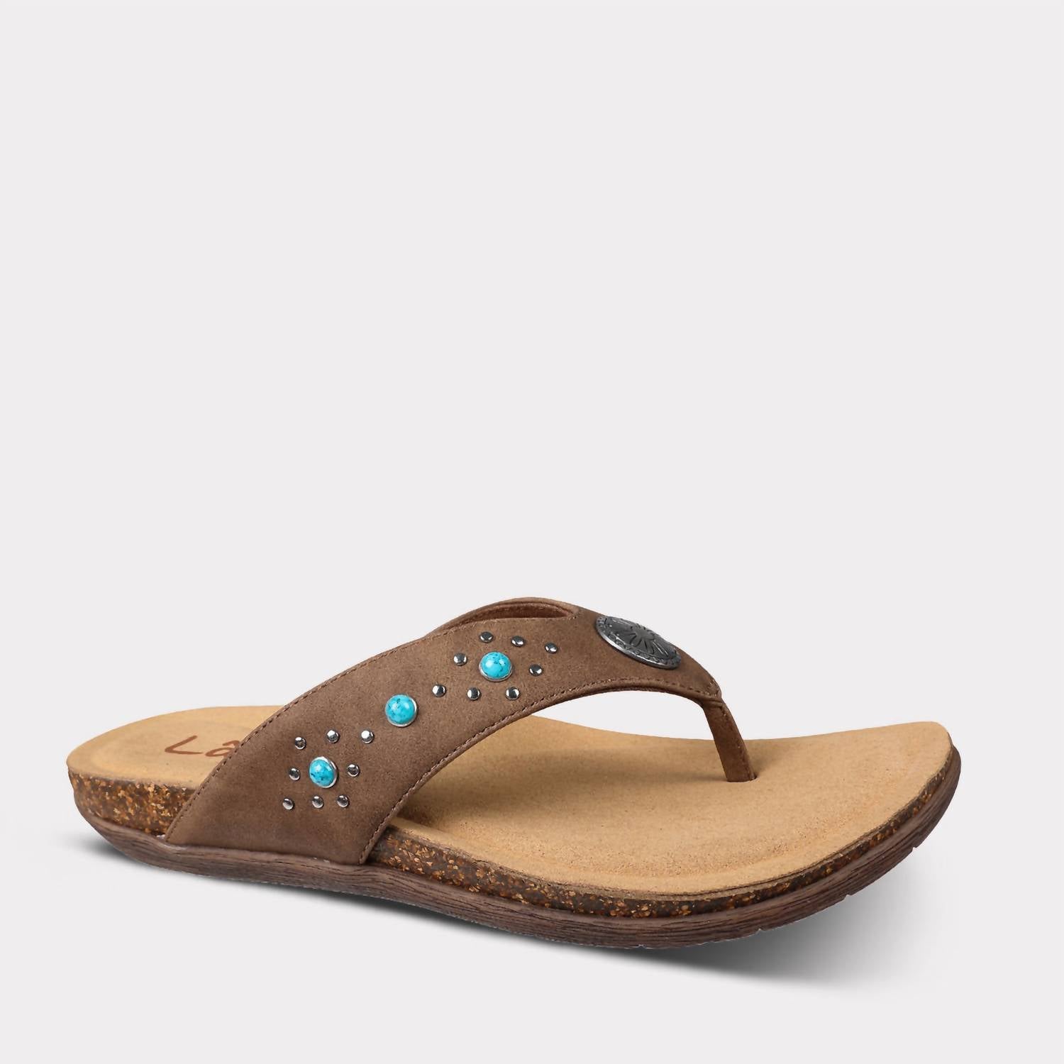 Lamo Women's Jovie Thong Sandal in brown - women's sandal - detail view