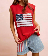 Bibi - Usa Flag Sequin Top