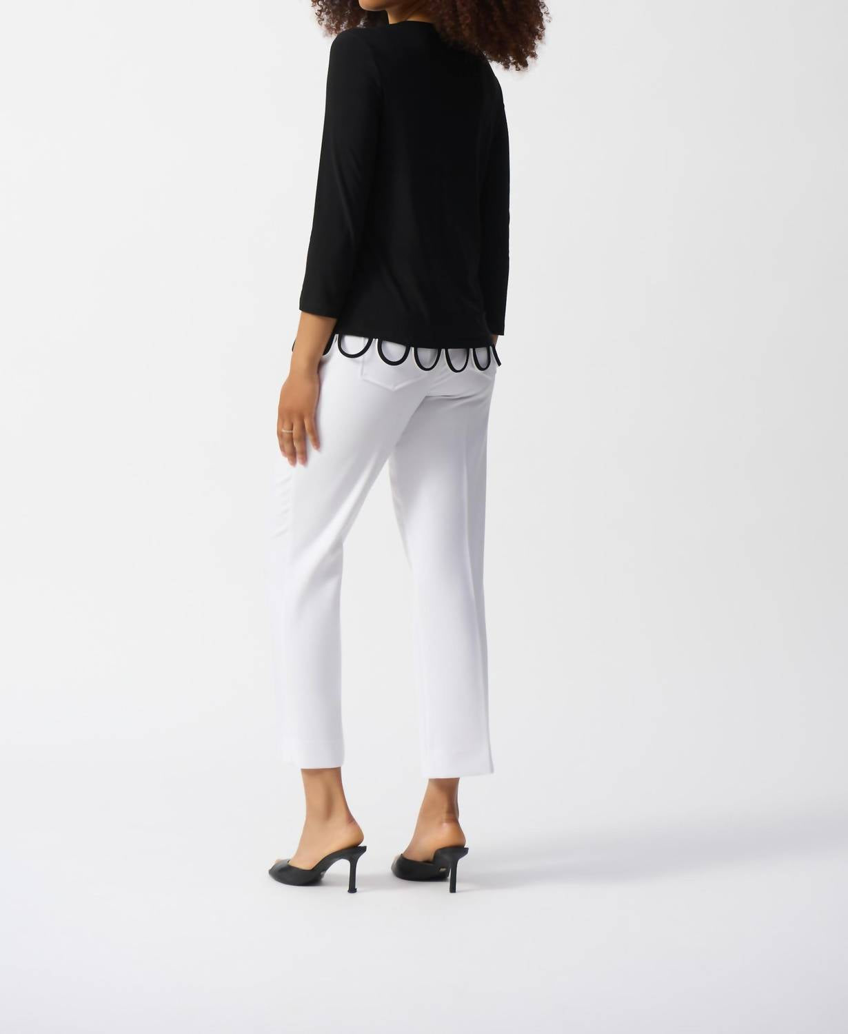 Joseph Ribkoff Women's Loop Detail Top in black - women's long sleeve top - detail view