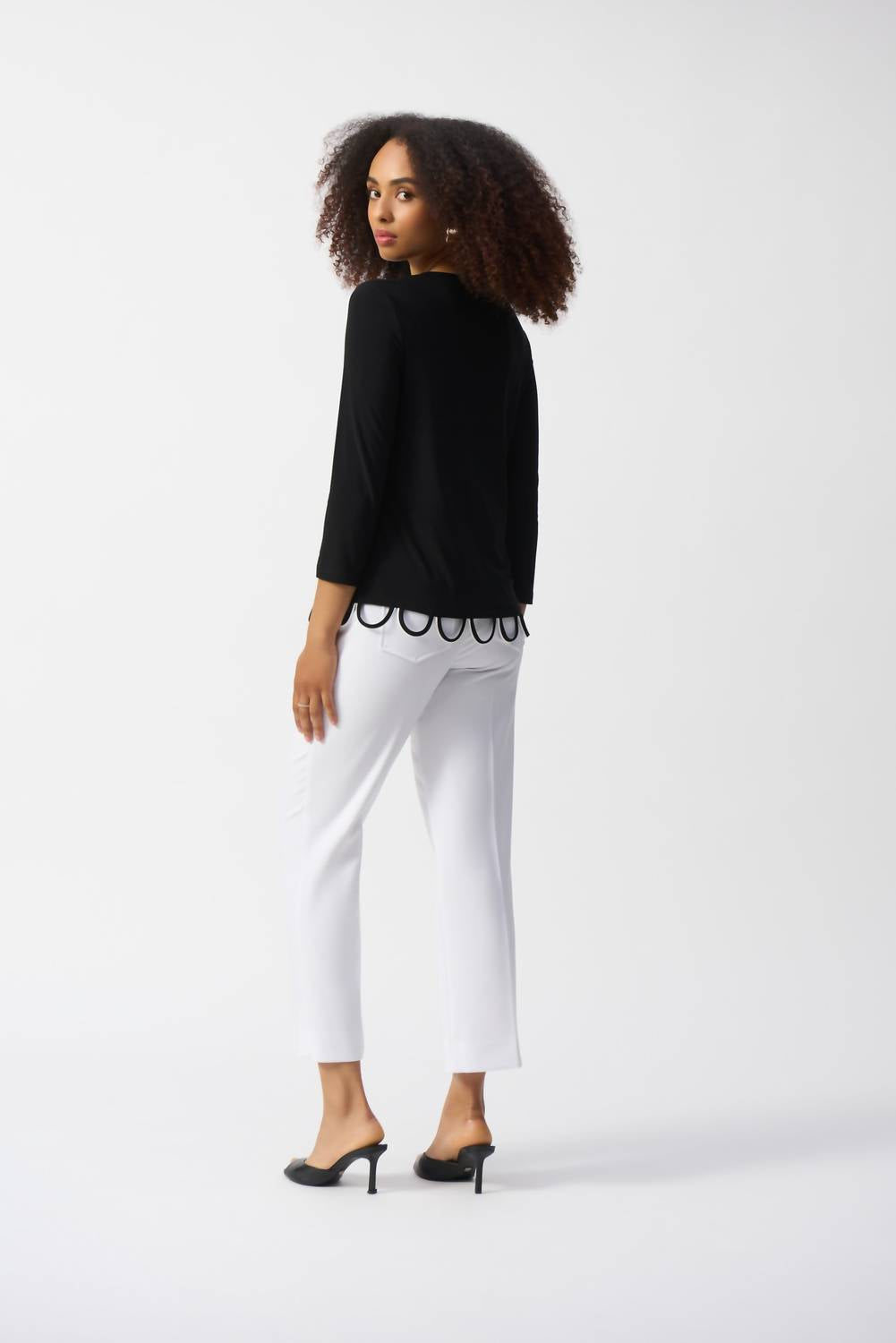 Joseph Ribkoff Women's Loop Detail Top in black - women's long sleeve top - alternate view