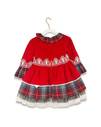 Eda Baby - Girl's Plaid With Lace Tulle Detail
