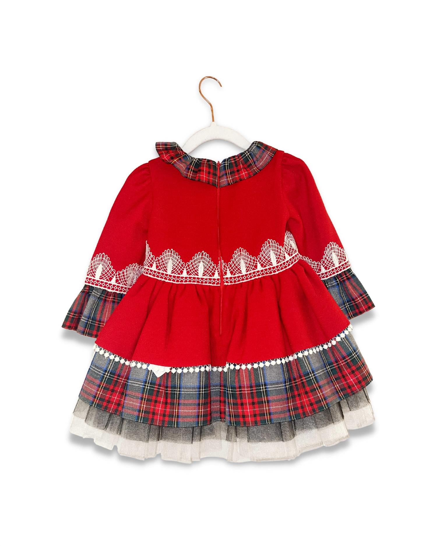 Eda Baby - Girl's Plaid With Lace Tulle Detail
