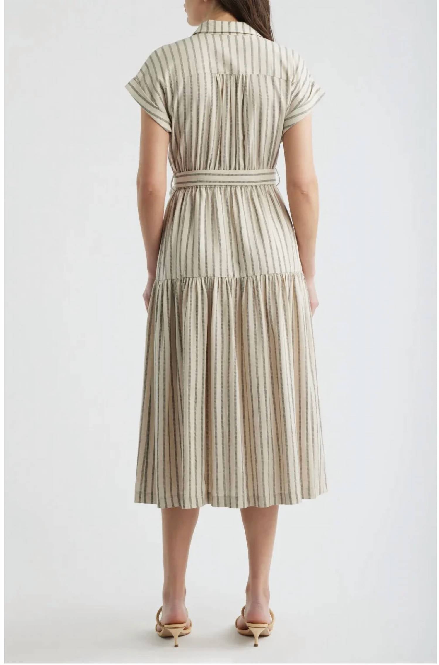 Zoe And Claire - Belted Linen Midi Shirtdress