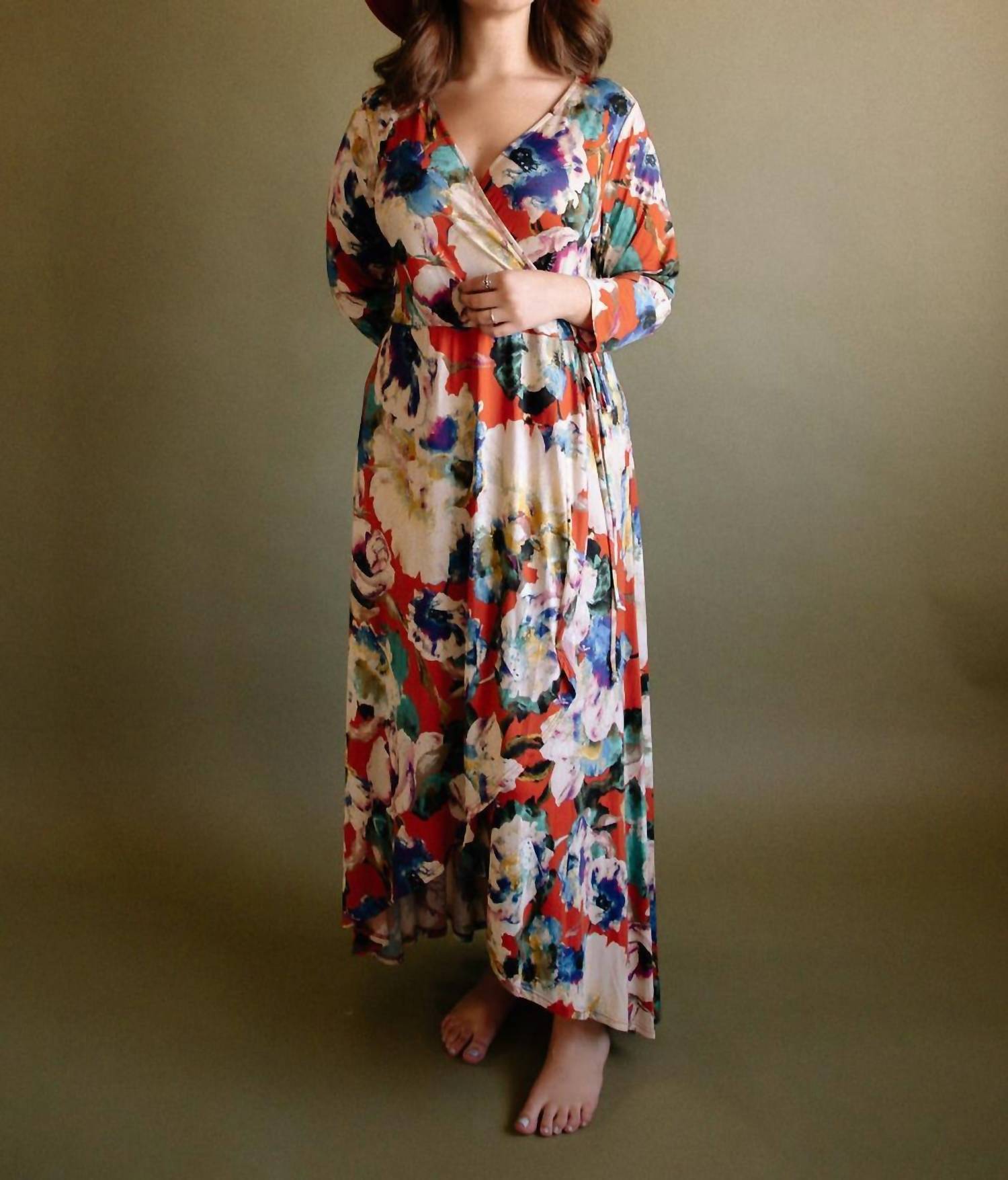 Emerald Collection - Iris Faux Wrap Midi Dress - Plus