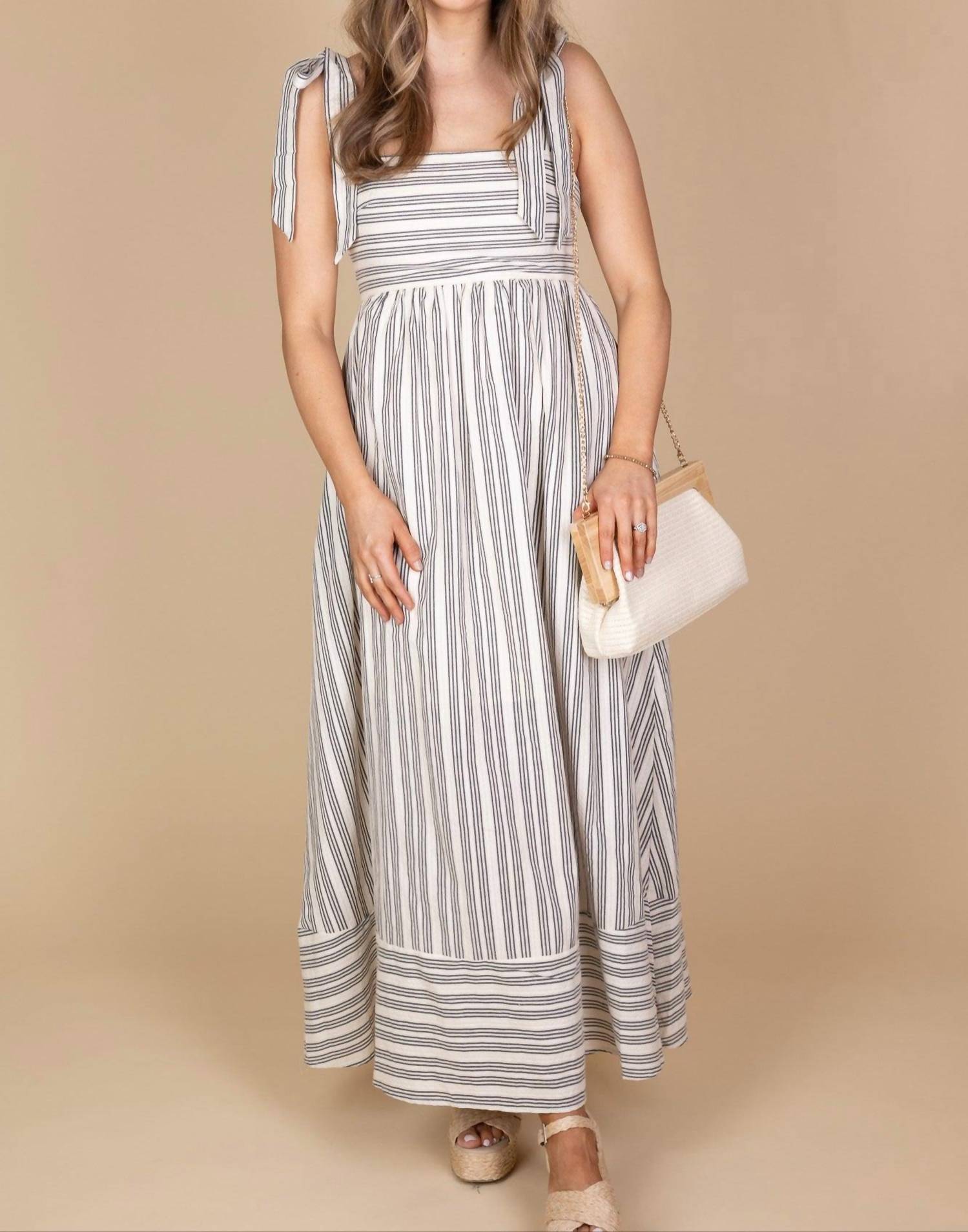 Miou Muse - Linnley Linen Striped Maxi Dress